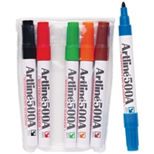 ARTLINE 500A WHITEBOARD MARKER 2MM BULLET WALLET 6 ASSORTED