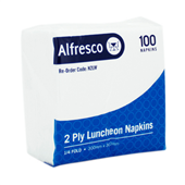 Alfresco Napkins Lunch 2 PLY White 100PK