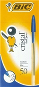 BIC CRISTAL BALLPOINT PENS MEDIUM BLUE BOX 50