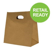 BROWN PAPER BAG DIECUT HANDLE 280X280X150MM 50PK