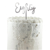 Cake Topper Acrylic Silver Eighty