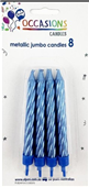 Candles Jumbo Metallic Blue WHolder 8Pk 431153