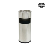 Compass Stainless Steel Lobby Bin With Ashtray 10L