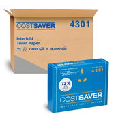Costsaver Toilet Tissue Interfold 1Ply 200SH 72CTN