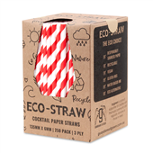 Eco Straw Cocoktail Paper 3PLY Red Stripe 250PK
