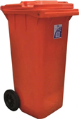 Edco Heavy Duty Bin with Wheels 120L Red