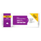 HiCare 2 in 1 Antibacterial Disinfectant Wipes 100PK