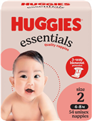 Huggies Essentials Nappies Infant 54PK 48kg Size 2