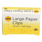 MARBIG PAPER CLIPS LARGE ROUND 33MM BOX 100