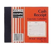 OLYMPIC 714 RECEIPT BOOK CARBONLESS DUPLICATE 125 X 100MM 50 LEAF