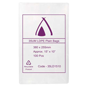 Poly Bag 15x10 380x255mm 35UM 100 Pack