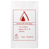 Poly Bag 28x18 710x455mm 75UM 100 Pack
