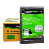RapidClean Garbage Bag Heavy Duty All Purpose 73L Black 50PK 5CTN