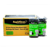RapidClean Garbage Bag Roll 73L Heavy Duty Black 25Roll 10CTN