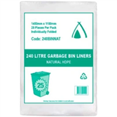 Tailored Garbage Bags 240L Heavy Duty Natural Clear 200CTN