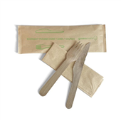 Wooden Fork Knife Napkin Economy Set 400Ctn